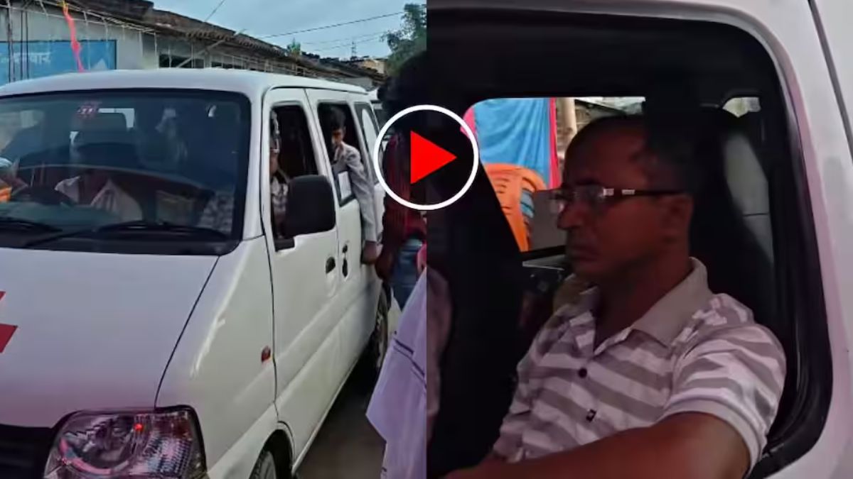 बारात में एम्बुलेंस से हुई बारातियों की एंट्री, दरवाजा खुलते ही लोग रह गए हैरान; Video वायरल Ambulance Viral Video