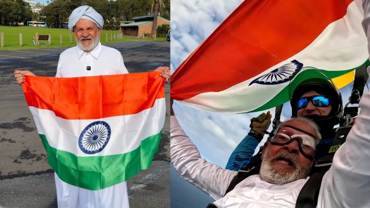 80 साल के हरियाणवी बुजुर्ग ने ऑस्ट्रेलिया में 18 हजार फीट से लगाई छलांग, हवा में लहराया तिरंगा Chuhar Singh Kaithal