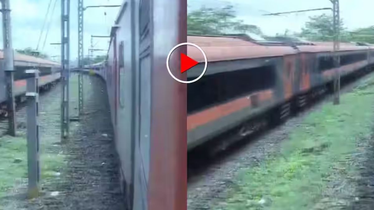 पटरी पर आमने- सामने हुईं रफ्तार की मल्लिकाएं राजधानी और वंदे भारत, Video वायरल Train Video