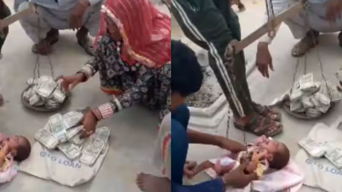 तराजू के एक पलड़े में बच्चा, दूसरे में लाखों के नोट; Video हुआ वायरल Viral Video 4